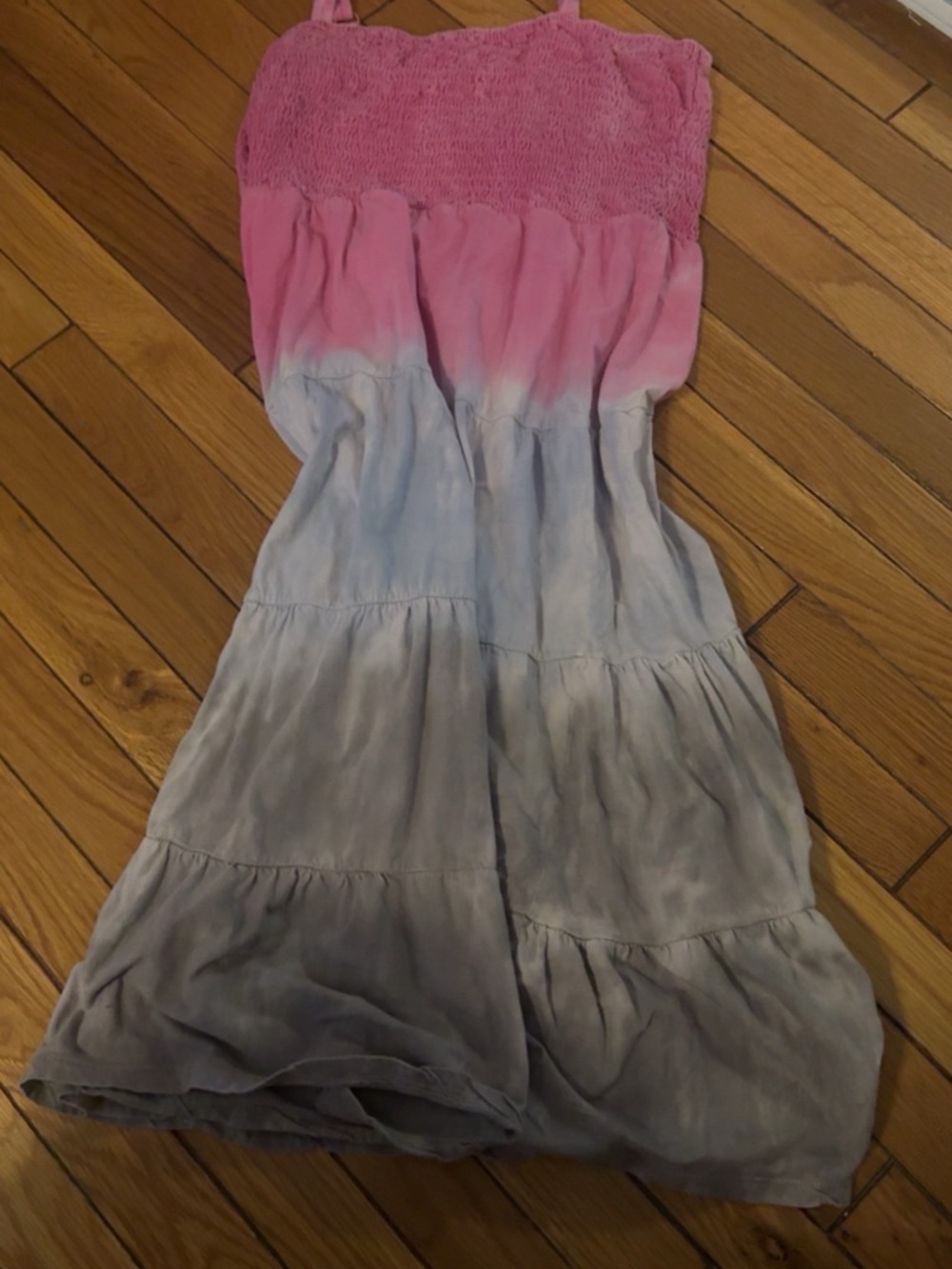 Girls Pink to Gray Ombre Tiered Sundress